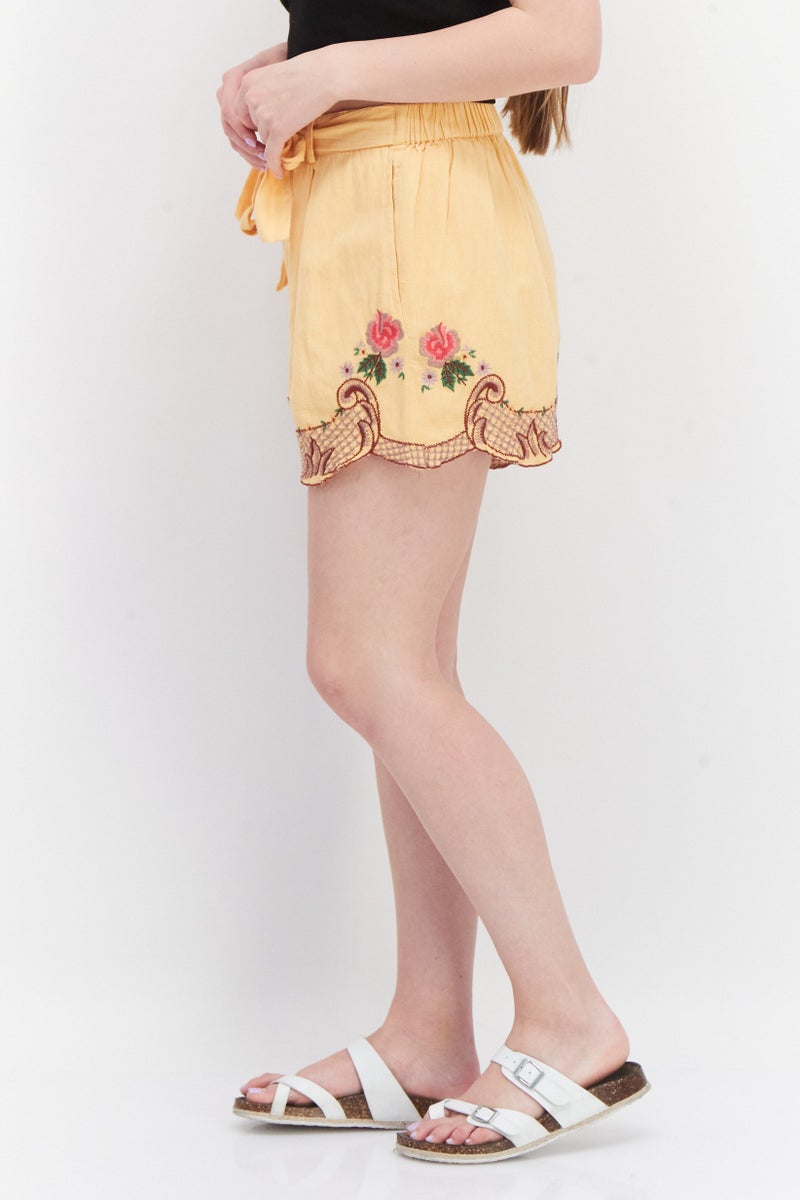 RIVER ISLAND شورتات أساسية بنمط زهور للنساء، مجموعة برتقالية - Image 4